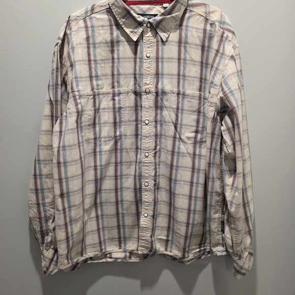 Levi's Cream and Blue Plaid Casual Shirt - Picture 1 of 8